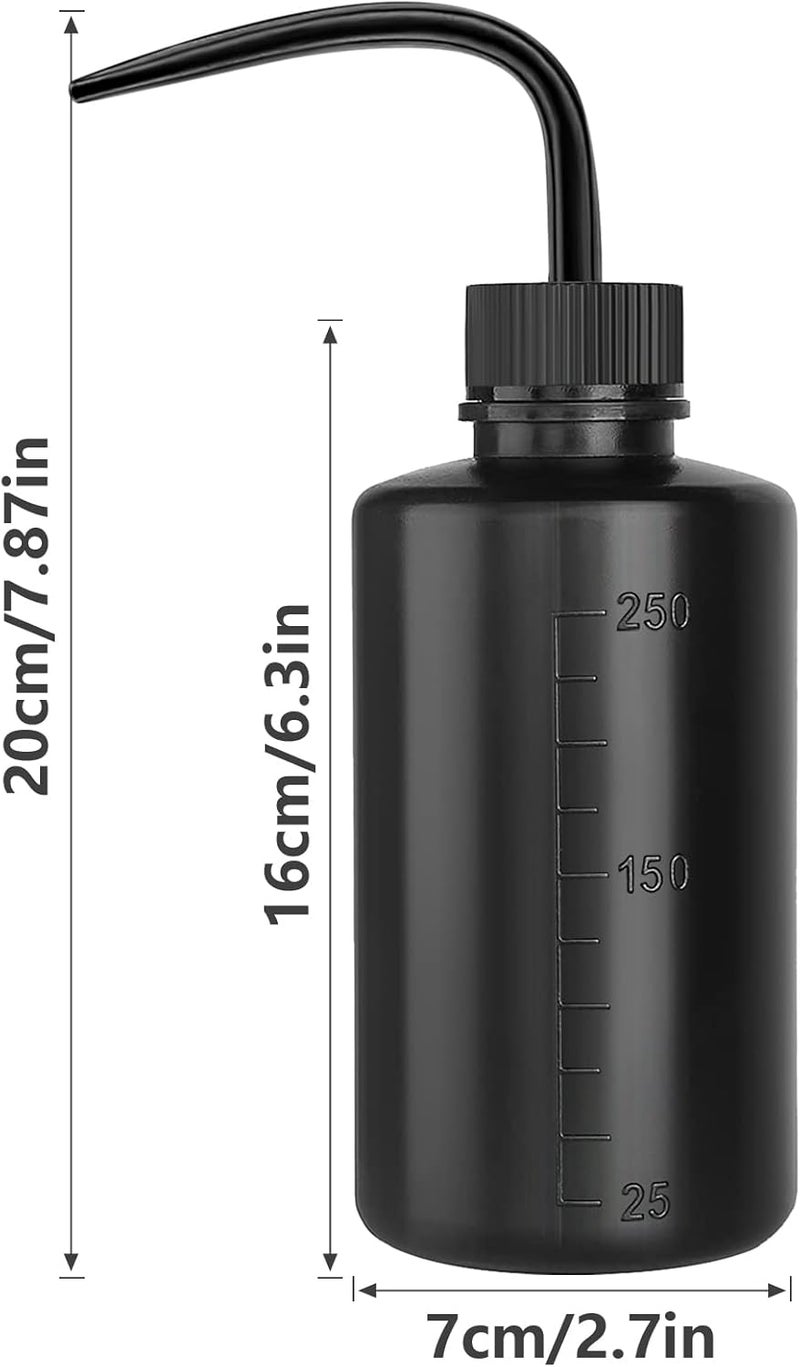 DERSTRA Wash Bottle 2pcs 250ml/8oz Safety Watering Tools, Economy Plastic Squeeze Washing Cleaning With Narrow Mouth Scale Labels for Medical Succulent Irrigation Plant (Black) - Image 2